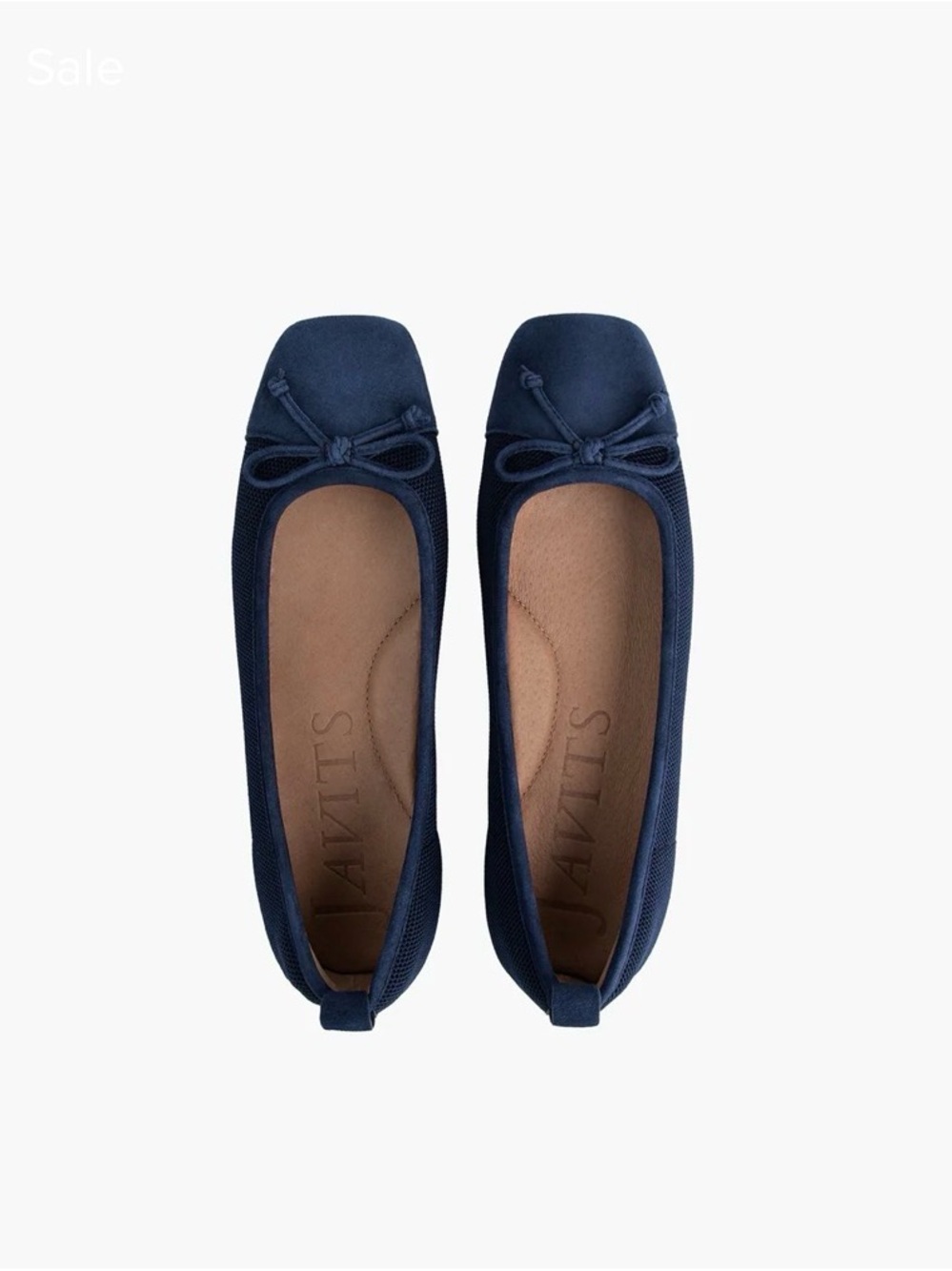 Eric Javits Parris Navy Square-Toe Ballet Flats with Bow